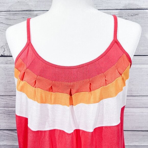 New York & Company Tank Top | Coral & Orange | Medium | Scoop Neck | Colorful - Picture 5 of 10